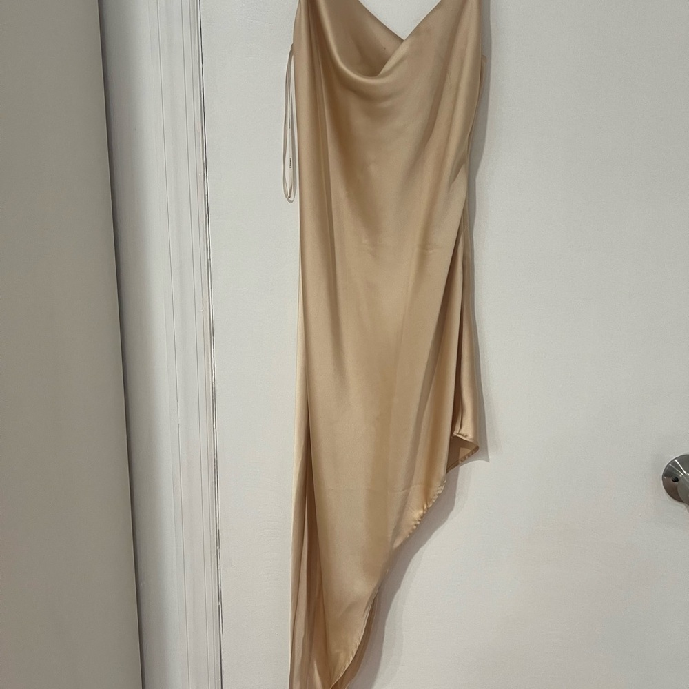 Forever 21 Champagne Satin Cowl Neck Dress
